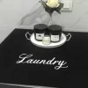 Laundry Baskılı Siyah Çamaşır Makinesi Örtüsü