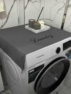 Laundry Baskılı Gri Çamaşır Makinası Örtüsü Laundry Baskılı Gri Çamaşır Makinası Örtüsü