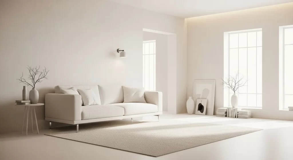minimalist renk paleti krem ve beyaz